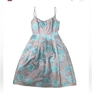 ASOS WEDDING Structured Prom Dress With Bow Back In Mint Rose Print